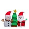 Set of 3 Lighted Santa and Snowman and Xmas Tree Christmas Decorations, Pre-lit Pull Up Holiday Decor with 150 Warm White LED Lights for