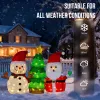 Set of 3 Lighted Santa and Snowman and Xmas Tree Christmas Decorations, Pre-lit Pull Up Holiday Decor with 150 Warm White LED Lights for