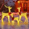 3-Piece Lighted Christmas Reindeer Family Set Outdoor Decorations, Weather Proof 2D Deer Family Set of 3 Christmas Ornament Home Decor