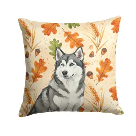 Gray and White Alaskan Malamute Heirloom Fall Throw Pillow Decorative Indoor Outdoor Accent Cushion for Couch, Bed or Patio, 18Hx18W