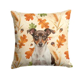 Chocolate and White Rat Terrier Heirloom Fall Throw Pillow Decorative Indoor Outdoor Accent Cushion for Couch, Bed or Patio, 18Hx18W