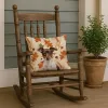 Chocolate and White Rat Terrier Heirloom Fall Throw Pillow Decorative Indoor Outdoor Accent Cushion for Couch, Bed or Patio, 18Hx18W