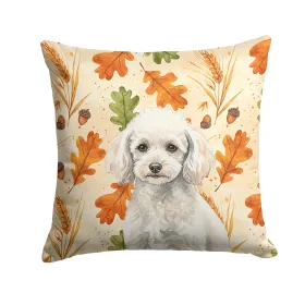Miniature White Poodle Heirloom Fall Throw Pillow Decorative Indoor Outdoor Accent Cushion for Couch, Bed or Patio, 18Hx18W