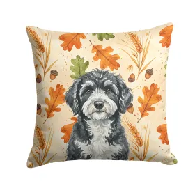 Portuguese Water Dog Heirloom Fall Throw Pillow Decorative Indoor Outdoor Accent Cushion for Couch, Bed or Patio, 18Hx18W