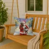 Chocolate Labrador Retriever with Santa Claus Throw Pillow Decorative Indoor Outdoor Accent Cushion for Couch, Bed or Patio, 18Hx18W