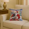 Black and Tan Dachshund with Santa Claus Throw Pillow Decorative Indoor Outdoor Accent Cushion for Couch, Bed or Patio, 18Hx18W