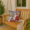 Beagle with Santa Claus Throw Pillow Decorative Indoor Outdoor Accent Cushion for Couch, Bed or Patio, 18Hx18W