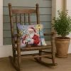 Chihuahua with Santa Claus Throw Pillow Decorative Indoor Outdoor Accent Cushion for Couch, Bed or Patio, 18Hx18W