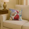 Cockapoo with Santa Claus Throw Pillow Decorative Indoor Outdoor Accent Cushion for Couch, Bed or Patio, 18Hx18W