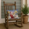 English Bulldog with Santa Claus Throw Pillow Decorative Indoor Outdoor Accent Cushion for Couch, Bed or Patio, 18Hx18W