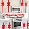18 Pcs Christmas Cabinet Door Ribbons Bows 8 x 40 Inches Large Christmas Wreath Tree Bow for Gift Xmas Cabinets Furniture Kitchen Wrapping