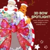 48in Flocked Pre-Lit Christmas Wreath with 3D Red Bow, 11 Lighting Modes, Front Door Christmas Wreath with Remote