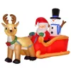 6.5 ft Long Christmas Inflatables Outdoor Decorations Santa Claus on Sleigh, Reindeer and Snowman with LED Lights for Holiday Yard