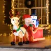 6.5 ft Long Christmas Inflatables Outdoor Decorations Santa Claus on Sleigh, Reindeer and Snowman with LED Lights for Holiday Yard