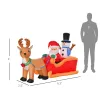 6.5 ft Long Christmas Inflatables Outdoor Decorations Santa Claus on Sleigh, Reindeer and Snowman with LED Lights for Holiday Yard