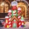 10ft Christmas Inflatables Outdoor Decorations Candy Castle, Blow-Up LED Yard Christmas Decor, Built-in Rotating Colorful Light for Garden