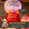 10ft Christmas Inflatables Outdoor Decorations Candy Castle, Blow-Up LED Yard Christmas Decor, Built-in Rotating Colorful Light for Garden
