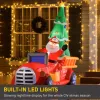 7.5ft Christmas Inflatable Santa Claus Driving a Fire Truck with Tree, Outdoor Blow-Up Yard Decoration with LED Lights Display