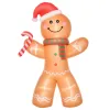 8ft Christmas Inflatable Gingerbread Man with a Candy Cane, Outdoor Blow-Up Yard Decoration with LED Lights Display