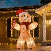 8ft Christmas Inflatable Gingerbread Man with a Candy Cane, Outdoor Blow-Up Yard Decoration with LED Lights Display