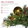 2 Ft/22 inch 2 Pack Prelit Artificial Christmas Tree Cordless with 69 Branches, Warm White LED Lights, Red Berries, Pine Cones, for Outdoor