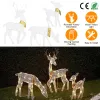 3 Sets of Reindeer Family Lighted 2D Christmas Deer Decoration Warm Yellow Light 3 Lighting Modes Buck Doe Fawn Indoor Outdoor Christmas
