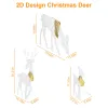 3 Sets of Reindeer Family Lighted 2D Christmas Deer Decoration Warm Yellow Light 3 Lighting Modes Buck Doe Fawn Indoor Outdoor Christmas