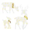 3 Sets of Reindeer Family Lighted 2D Christmas Deer Decoration Warm Yellow Light 3 Lighting Modes Buck Doe Fawn Indoor Outdoor Christmas