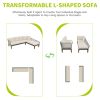 TOPMAX Modern 5-Person Outdoor Seating Group with Cushions Rope Waved Patio Sofa Set for Garden, Lawn, Poolside, L-Shaped, Gray+Beige