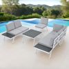 Industrial 5-Piece Aluminum Outdoor Patio Furniture Set, Modern Garden Sectional Sofa Set with End Tables, Coffee Table and Furniture Clips for Backya