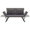 Patio Bench with Cushions 69.3" Gray Poly Rattan