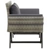 Patio Bench with Cushions 69.3" Gray Poly Rattan
