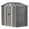 TOPMAX Patio 6ft x4ft Bike Shed Garden Shed, Metal Storage Shed with Adjustable Shelf and Lockable Door, Tool Cabinet with Vents and Foundation for Ba