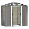 TOPMAX Patio 6ft x4ft Bike Shed Garden Shed, Metal Storage Shed with Adjustable Shelf and Lockable Door, Tool Cabinet with Vents and Foundation for Ba