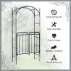 Outsunny 84" Garden Arch Arbor with Gate, Metal Arch Trellis, Garden Archway for Climbing Vines, Wedding Ceremony Decoration, Flourishes & Arrow Tips,