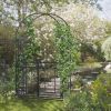Outsunny 81" Metal Garden Arbor with Double Doors, Locking Gate, Climbing Vine Frame with Heart Motifs, Arch for Wedding, Bridal Party Decoration, Gre