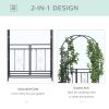 Outsunny 81" Metal Garden Arbor with Double Doors, Locking Gate, Climbing Vine Frame with Heart Motifs, Arch for Wedding, Bridal Party Decoration, Gre