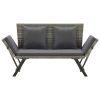 Patio Bench with Cushions 69.3" Gray Poly Rattan