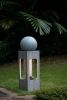 13x13x44" Tall Contemporary Sphere Outdoor Water Fountain, Cement/Concrete Outdoor Fountain, Antique Blue Raindrop Water Feature with Light For Garden