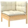 7 Piece Patio Lounge Set with Cream Cushions Pinewood