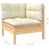 7 Piece Patio Lounge Set with Cream Cushions Pinewood
