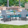 3Pcs Outdoor Adirondack Chairs Patio Lawn Chairs with Side Table,for Deck Garden Backyard Balcony,Dark Grey