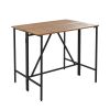 GO 5-Piece Outdoor Acacia Wood Bar Height Table And Four Stools With Cushions, Garden PE Rattan Wicker Dining Table, Foldable Tabletop, High-Dining Bi