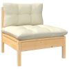 7 Piece Patio Lounge Set with Cream Cushions Pinewood
