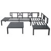 TOPMAX Outdoor 3-piece Aluminum Alloy Sectional Sofa Set with End Table and Coffee Table,Black Frame+Gray Cushion