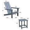 3Pcs Outdoor Adirondack Chairs Patio Lawn Chairs with Side Table,for Deck Garden Backyard Balcony,Dark Grey
