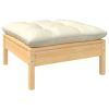 7 Piece Patio Lounge Set with Cream Cushions Pinewood