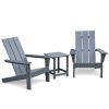 3Pcs Outdoor Adirondack Chairs Patio Lawn Chairs with Side Table,for Deck Garden Backyard Balcony,Dark Grey