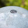 13x13x44" Tall Contemporary Sphere Outdoor Water Fountain, Cement/Concrete Outdoor Fountain, Antique Blue Raindrop Water Feature with Light For Garden