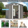 TOPMAX Patio 6ft x4ft Bike Shed Garden Shed, Metal Storage Shed with Adjustable Shelf and Lockable Door, Tool Cabinet with Vents and Foundation for Ba